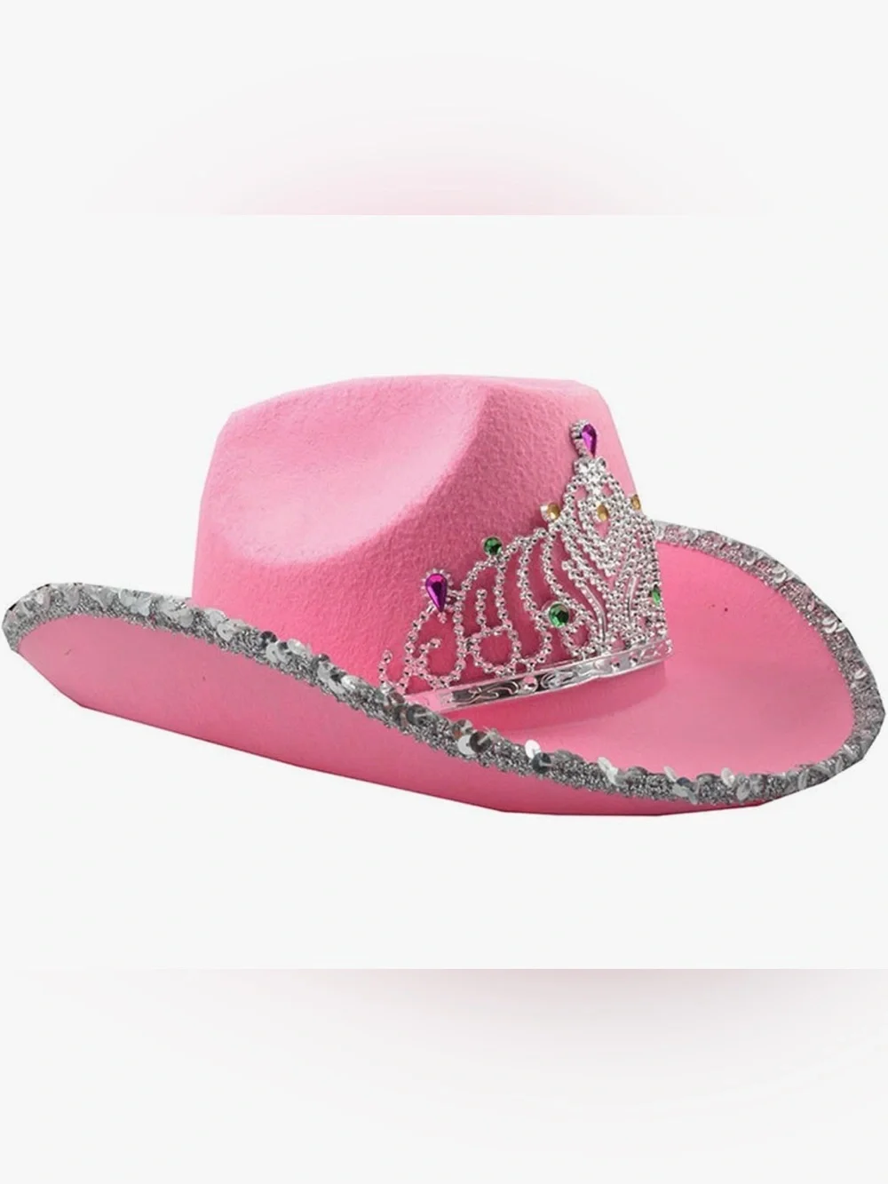Pink with silver trim Cowgirl Hat #2, 9.84 x 14.96 x 5.15, Cowboy Hat Fedora Cow